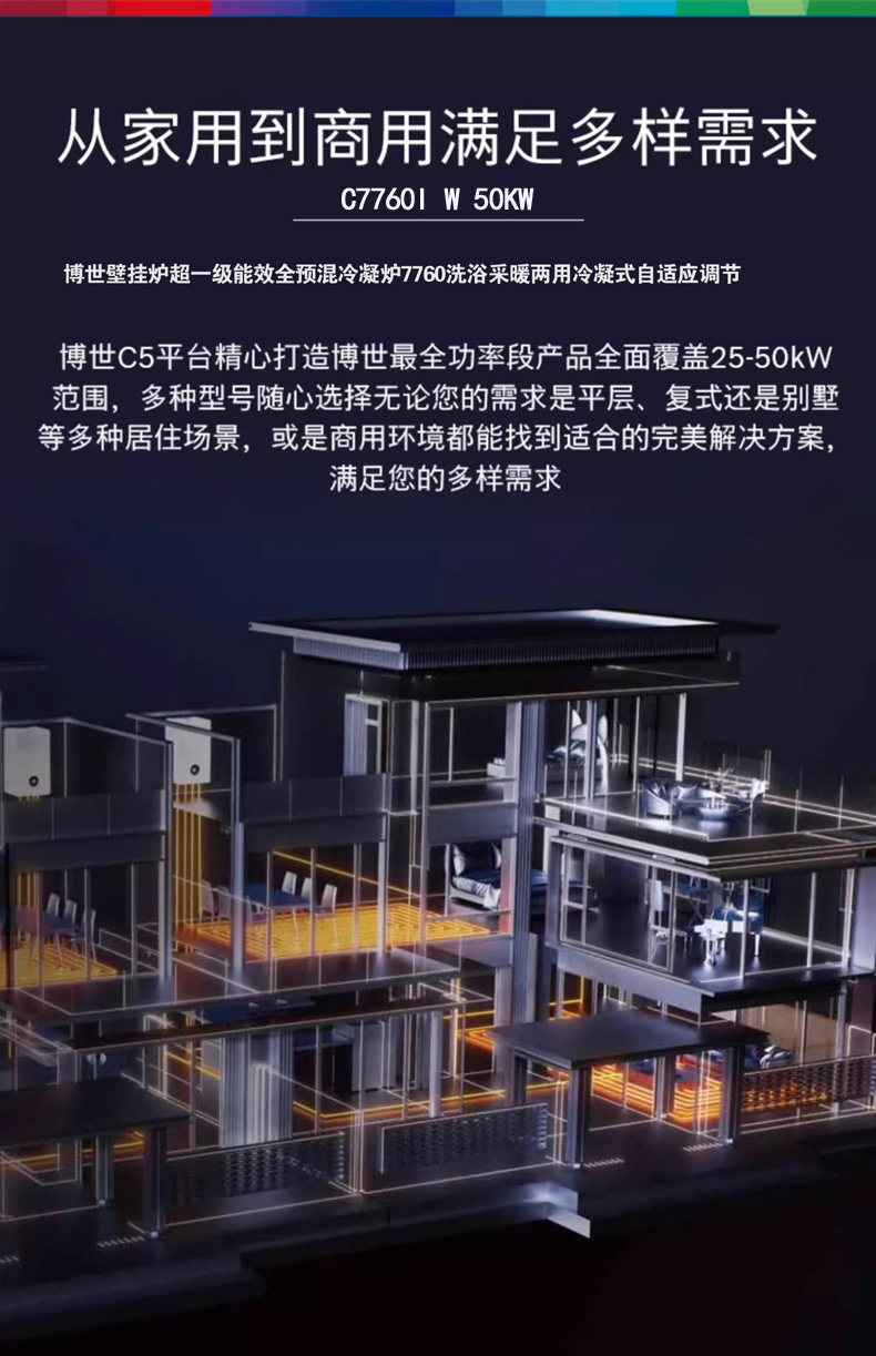 博世7760i W50千瓦冷凝式燃气壁挂炉
