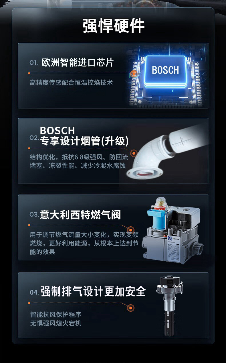 博世（BOSCH）G6100追光版28kw采暖热水壁挂炉优势